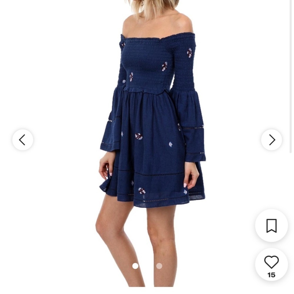Free people XS/ S daisy dress ruched elastic mini counting daisies - Picture 2 of 11